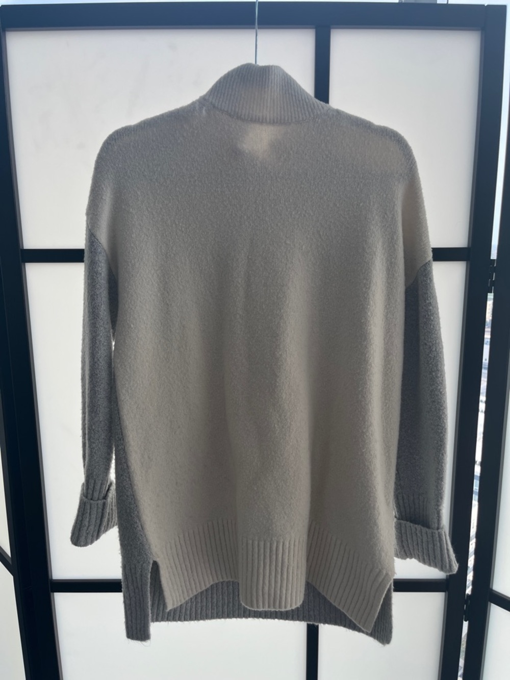 Womens Cozy Two-Tone Mock Neck Sweater - Gray